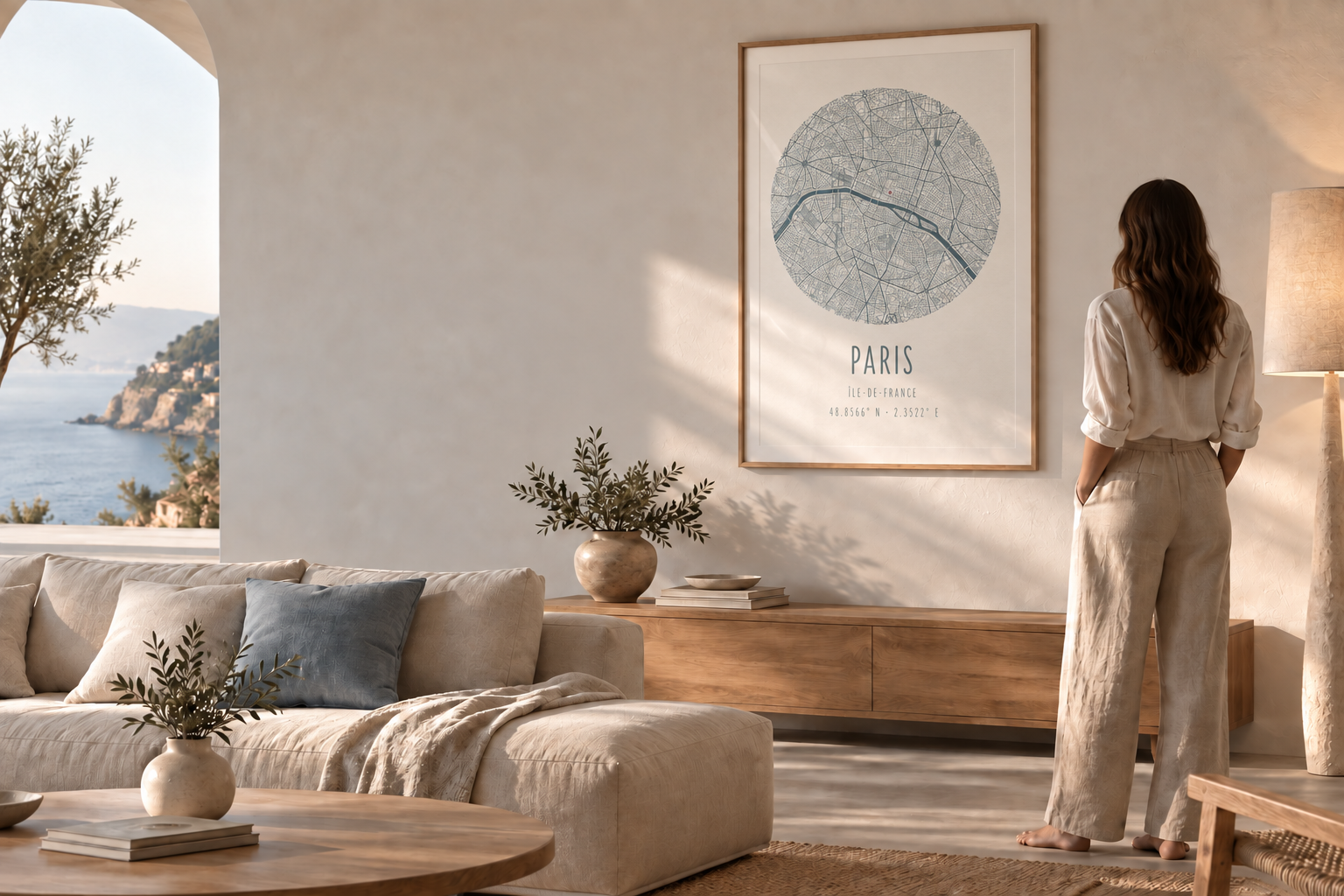 Mapa personalizado en formato vertical para decorar una pared