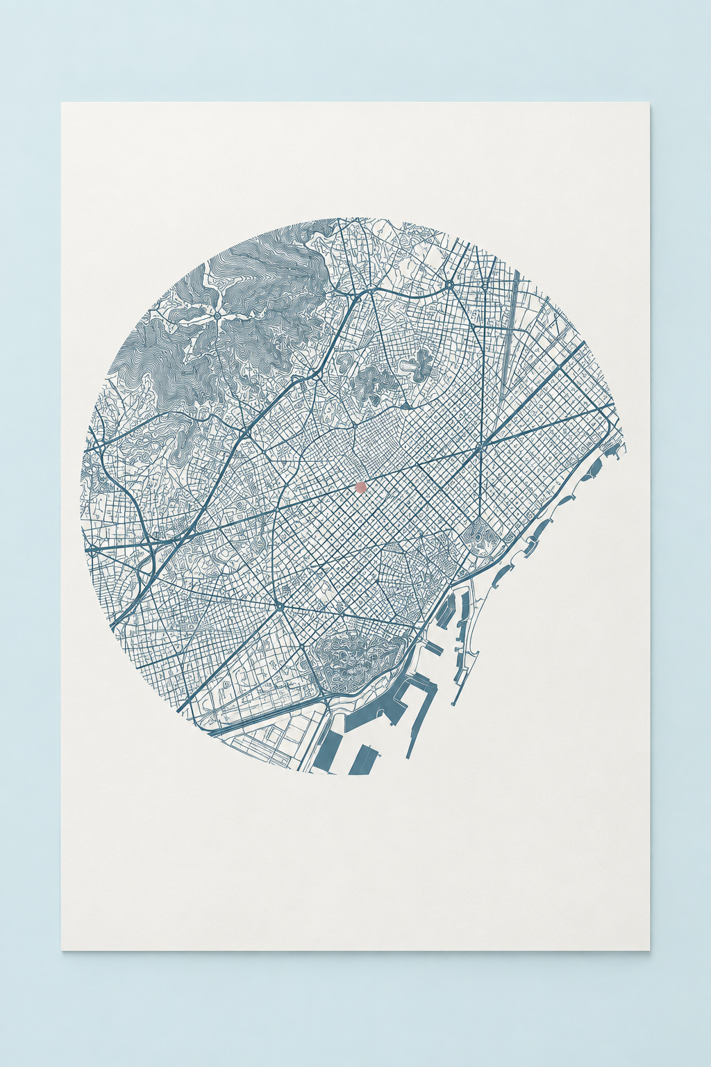 Mapa personalizado de Barcelona preparado para decorar una pared